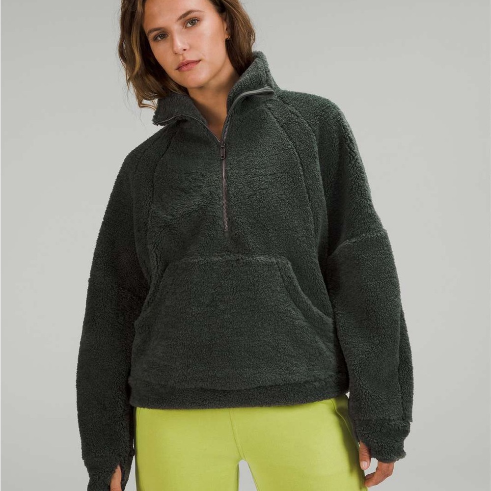 Lululemon scuba oversized fleece half zip spruce sweatshirt too s-m 6 green